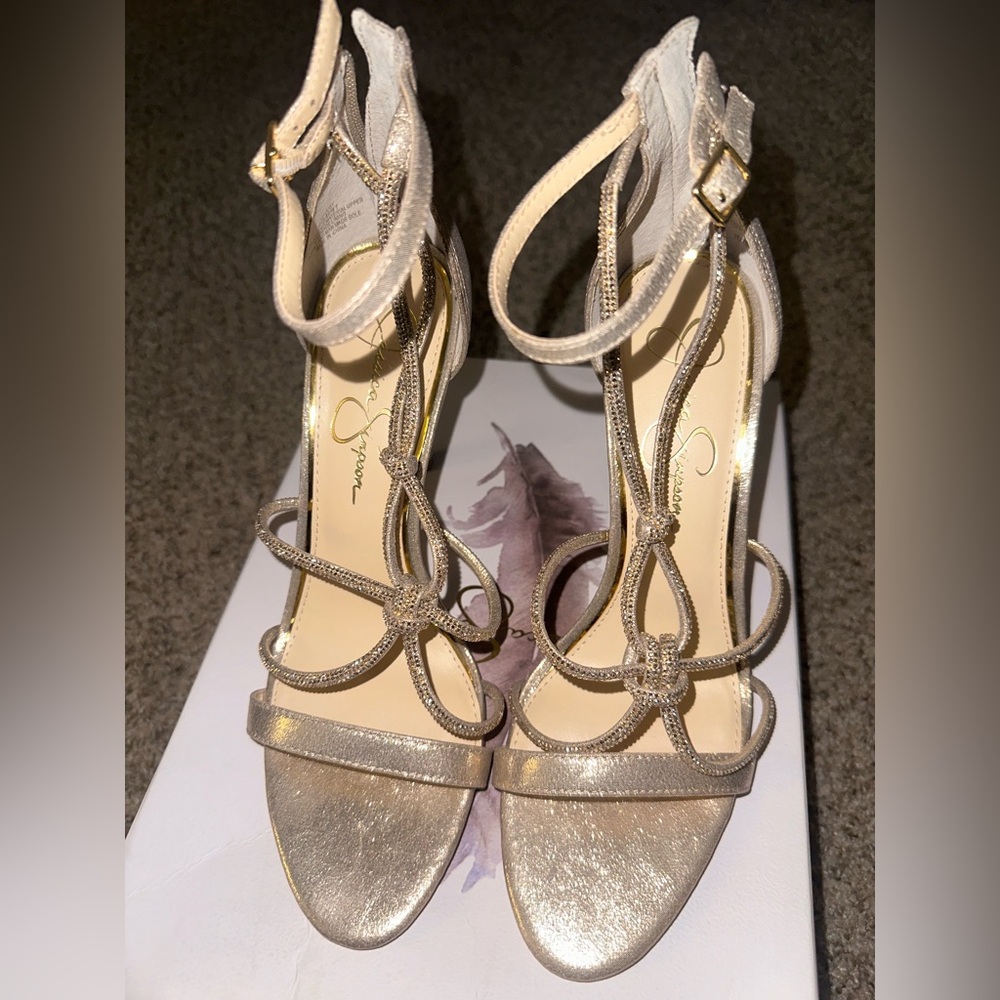 Jessica Simpson Gold Champagne Strappy Heels